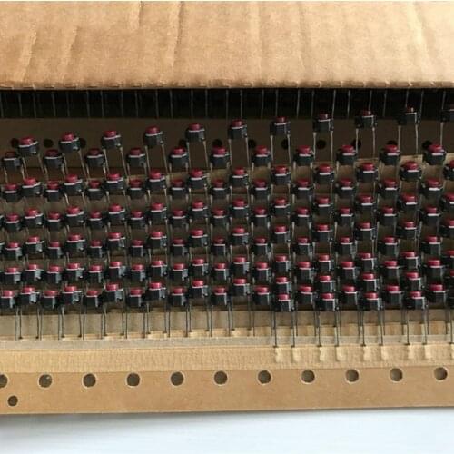 10 Pieces 6 * 6 * 5 touch switch EVQ11L05R red head 2 pin in-line button switch power button