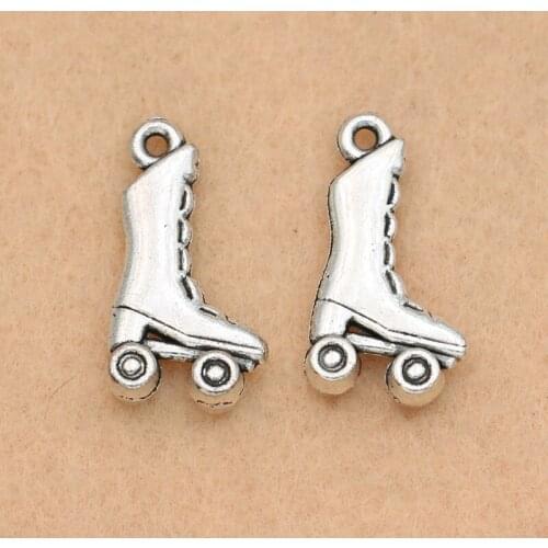 10PCS Antique Silver Plated Skate Charm Pendants Jewelry Making Earrings Accessories Diy Jewelry Findings 21x11mm