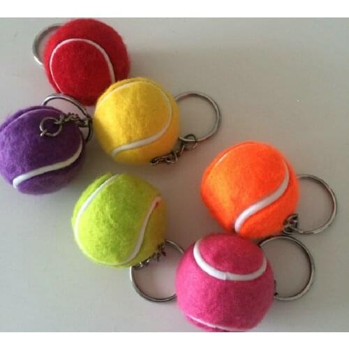 30 pcs/lot) Resin Mini Tennis 3cm ball keychain Keyring Metal Keychain Gift Tennis Memento for Tennis Club Decoration
