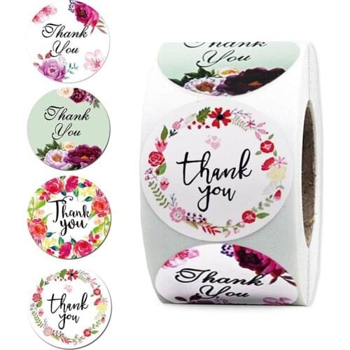 50-500pcs Multiple Designs Floral Thank You Sticker Seal Labels Christmas Gift Decoration Sticker for Package Stationery Sticker