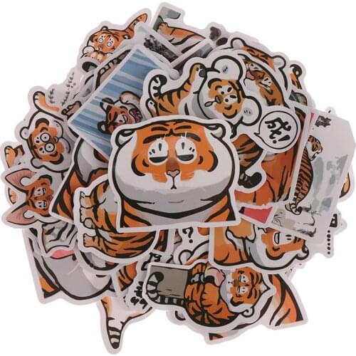 50Pcs Cute Tiger Cartoon Stickers Laptop Phone Skateboard Car Suitcase Decals Waterproof Sticker Classic Toys