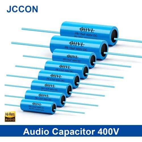 2Pcs Audio Capacitor 400V OHVL HIFI Fever Electrodeless Audio Coupling 0.22UF 0.47UF 1UF 1.5UF 2UF 3.3UF 4.7UF 5.6UF 8.2UF 10UF