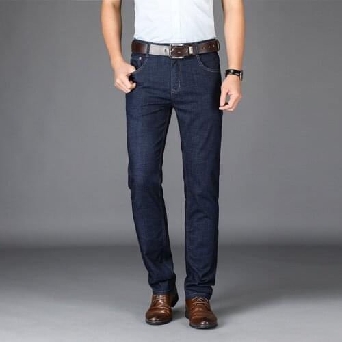 BROWON Brand 2020 Summer Men Jeans Pants Smart Casual Breathable Mid Slim Fit Straight Male Trousers Big Size 29-42