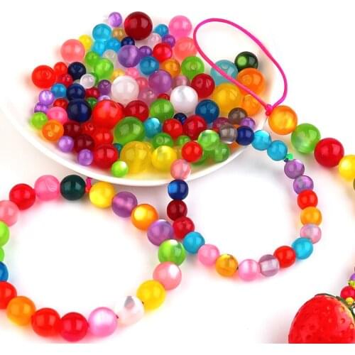 100pcs/Lot 6 8 10 12mm Resin Imitation Natural Opal Beads Round Loose Spacer Beads For Jewelry Making DIY Bracelet Wholesale