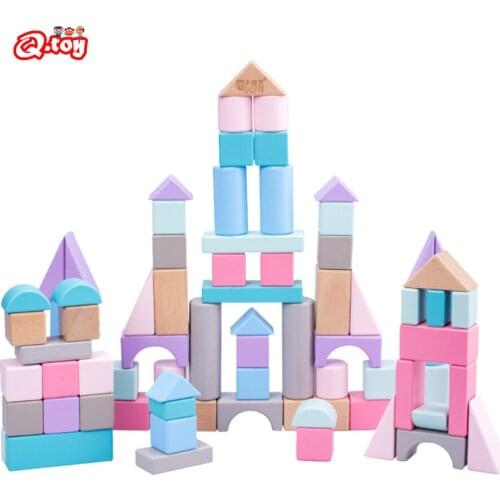 28pcs Montessori Wooden Toys Color & Natural Building Block DIY Shape Block Best Toys for Kids Educational Wooden Toys