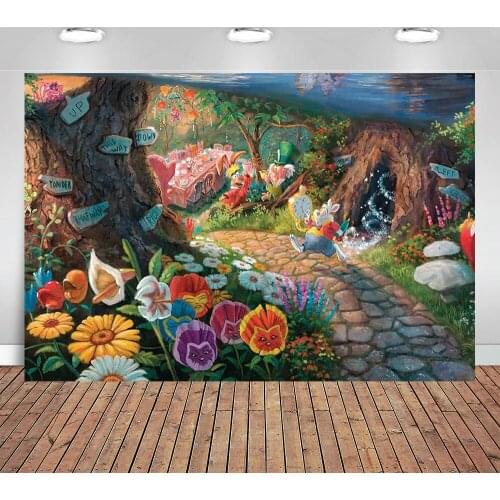 Photo Background Mr. Rabbit with his pocket watch in Secret Garden is late for the dinner party New photo background