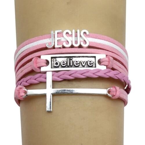 10PC/lot Infinity Love Jesus Believe Cross Charm Bracelets Christian Religious Faith Leather Wrap Bracelet For Women Men Jewelry