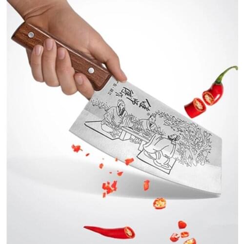Chinese Culture Kitchen Knife Chefs Cooking Cleaver Cutter Meat Vegetables Slicing Cutlery Traditional Chinese Painting Knive