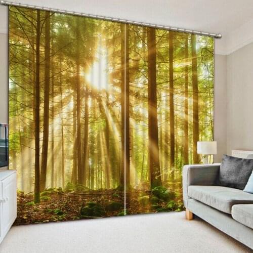 Landscape Curtains Modern 3D HD lifelike forest sun Blackout Curtain Decoration Photo 3D Curtain