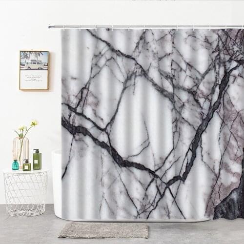 Marbling Texture Shower Curtains Personality Wood Grain Wall Pattern Home Curtains For Bathroom Baths Decoration Curtain Hooks