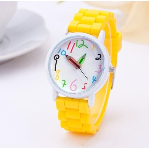 Shellhard Silicone Strap Quartz Jelly Soft Wrist Watch New Fashion Pencil Pointer Children Kids Cute Watches 11 Colors