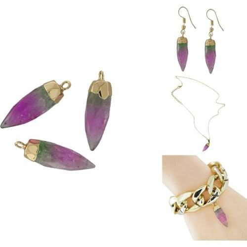 Natural Stone Bullet White Crystal Plating Colored Rhombus Section Drop Dangle Fashion Jewelry Bijoux For Women