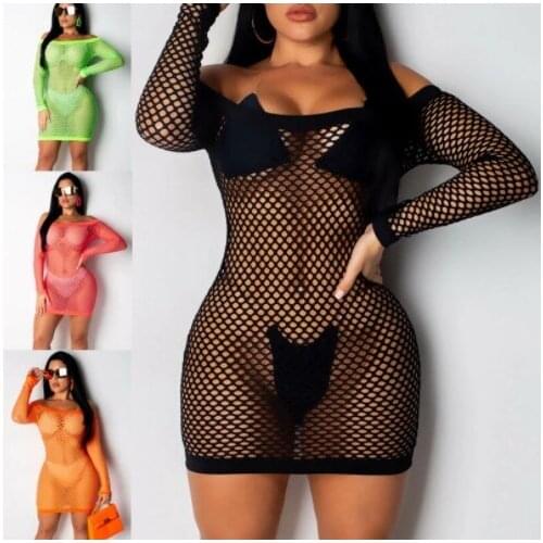 New Summer Women Holiday Long Sleeve Beach Dress Swimwear Lace Crochet Bikini Cover Up Swimsuit