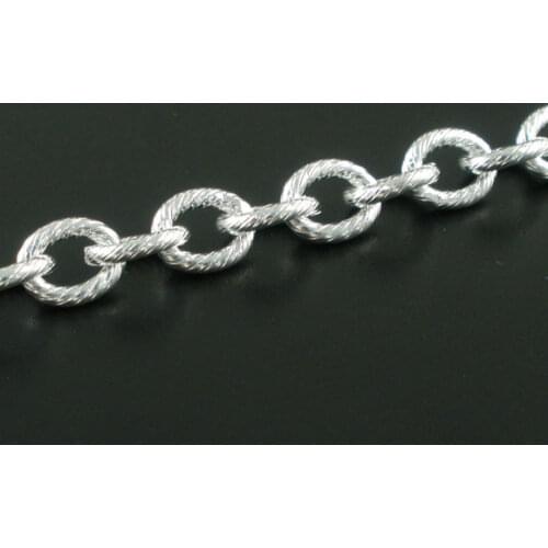 Lovely 2M Silver Plated Textured Cable Chains Findings 11x9mm (B07193)