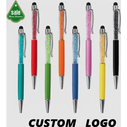 20Pcs Customized Crystal Ballpoint Pen Creative Stylus Touch Multiple Colour Writing Ballpen Stationery Office School Supplies