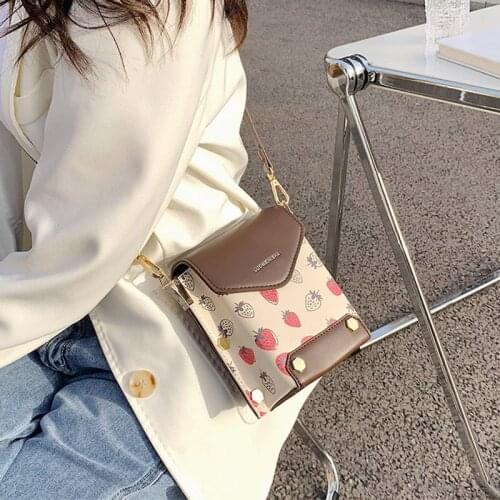 Simple Style Cute Soft PU Leather Flap Cell Phone Purse For Girl Fashion Trendy Crossbody Shoulder Bags Lady Messenger Tote Bag