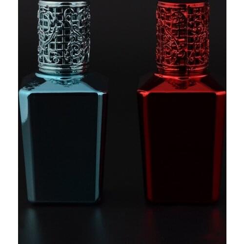 Essential Oil Glass Bottle UV Empty Cosmetic Container Fashionable 15ML Roller Ball Emulsion Refillable Bottle with Alloy Cover