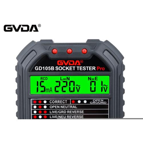 GVDA Socket Tester Outlet Checker Test Voltage Detector Ground Zero Line Polarity Phase Check Electric Circuit Breaker Finder