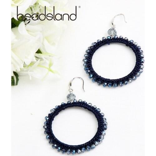 Beadsland Drop Earrings Thread Crochet Glass Beads Hyperbole Round Circle Desgin Fashion Women Girls Party Christmas Gift 39300