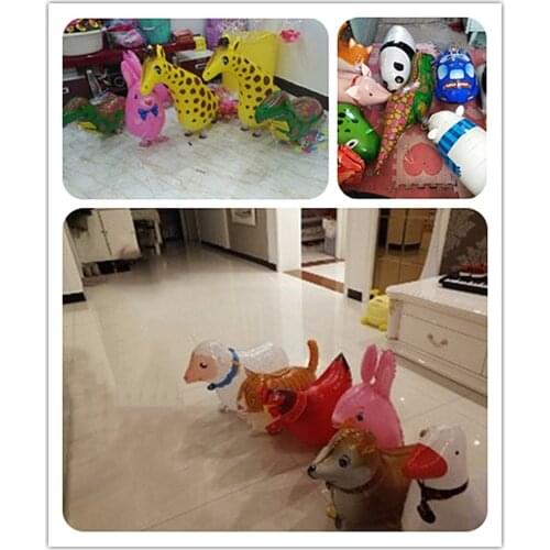 Cute Walking Animals Foil Balloons Pet Cat Giraffe Dinosaur Frog Walk Helium Balloon Baby Shower Birthday Party Decoration Toys