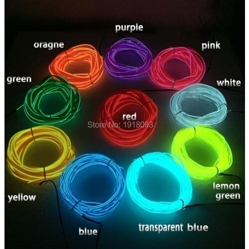 2.3mm-skirt 10Meter 10Color Select LED Strip EL Wire Tube Rope Flexible Neon Light Car Inside Decoration by DC-5V USB Driver