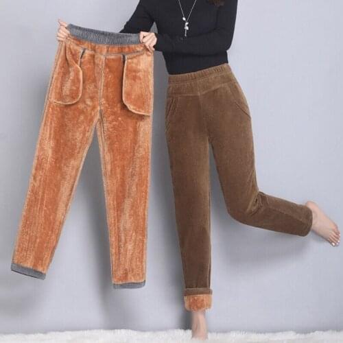 2021 New Autumn Winter Womens Casual Corduroy Pants Straight Fashion Full Length Trousers Solid Color Female Bottoms Y422