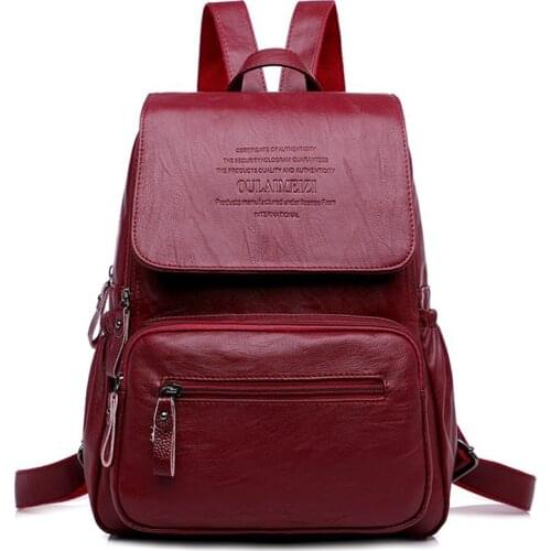 Hot Backpack Women Soft Leather Shoulder Bags For Women 2020 Designer School Bags For Teenage Girls Mochilas Travel Backpack Sac