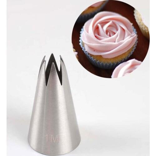 1pc Cake Decorating Nozzle 304 Stainless Steel Icing Baking Pastry Tools Pastry Flower Mout Straight 6-Tooth Cream Nozzle