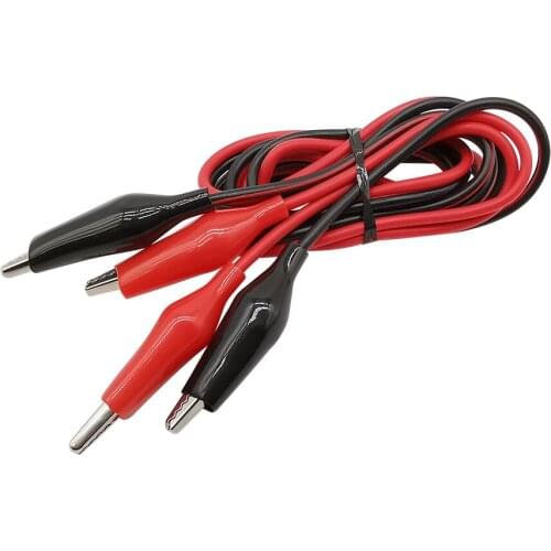 2Pcs 1M Electrical Alligator Clips Cable Jumper Wire DIY Test Lead Double-ended Crocodile Test Clips cord Roach for multimeter