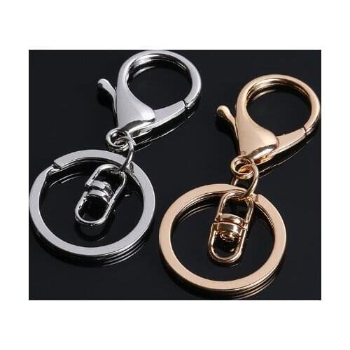 20pcs 30mm Lobster Clasp Keychain Key Chains Hook Keyrings Round Golden Silver-Plate for Jewelry Making