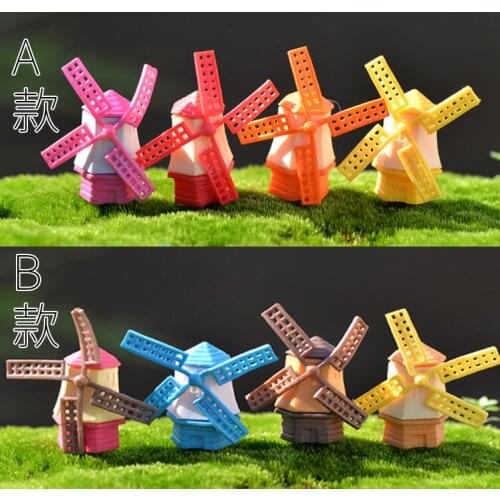 4PC Mini Windmill House Castle Mini Craft Figurine Plant Pot Garden Ornament Miniature Fairy Garden Supplies