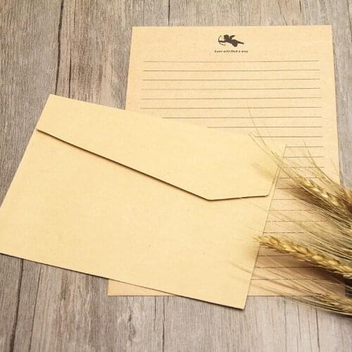 5pcs New retro Chinese style Kraft envelope letterhead stationery set Retro stationery envelope custom