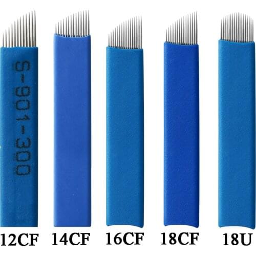 50pcs Tattoo Needles 0.2mm Permanent Makeup Eyebrow Embroidery Blade for 3D Microblading Manual Pen Tool Supply PMU Accessory