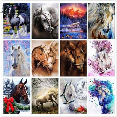 Horse Animal Diamond Painting Chinese Painting Embroidery Crossing Diy Graffiti Mosaic Art Gift Cross Stitch Home Decoration