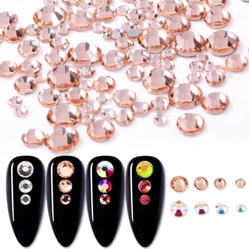 400pcs Colorful Rhinestones Flatback DIY Nail Art Glitter Stones Multi-size 3D Decoration Charms for UV Gel Polish New