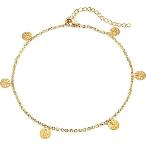 Stainless Steel Tassel Disc Anklet Foot Chain For Women Summer Yoga Beach Leg Chain Disc Bracelet Anklets Jewelry Accessories