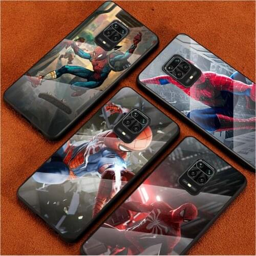 Tempered Glass Cover Cool Hero SpiderMan Art For Xiaomi Redmi Note 10 10S 9T 9S 9 8T 8 7 Pro Max Shockproof Shell Phone Case