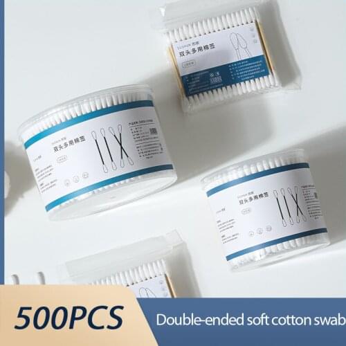 Double-headed Cotton Swabs 100/300/500 Pc Disposable Make-up Remover Disinfection Household Bamboo Cotton Swabs TSLM1