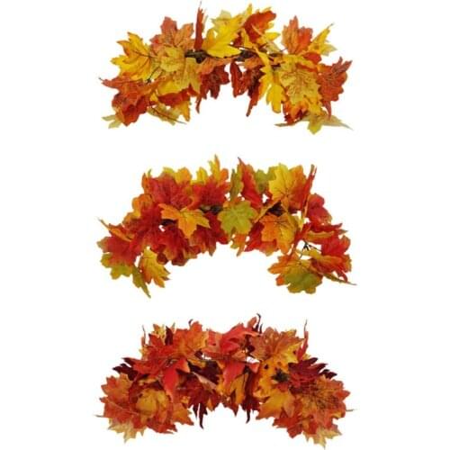 Simulation Maple Leaf Garland Artificial Flower Wreath Harvest Festival Decor