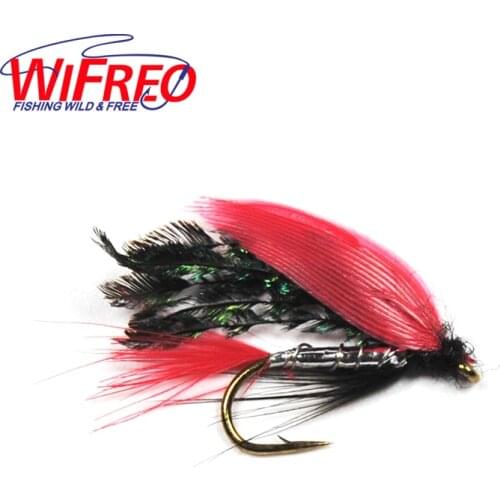 10PCS 10# Red Peacock Wing Crazy Fly Trout Fly Fishing Artificial Bait Wet Fly Alexandria