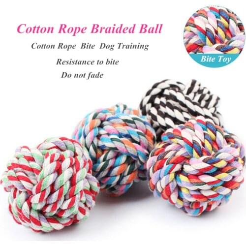 JCPAL Multicolored Cotton Rope Braided Dog Training Ball Intellectual Dog Training Toys Eco-friendly Hand Made Cotton Rope Toy
