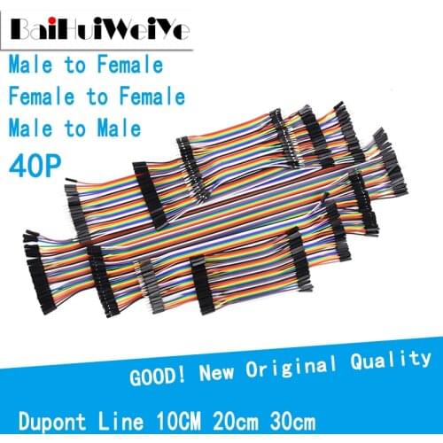 Dupont Line 10CM 20cm 30cm 40Pin Male to Male Male to Female and Female to Female Jumper Wire Dupont Cable for Arduino DIY KIT