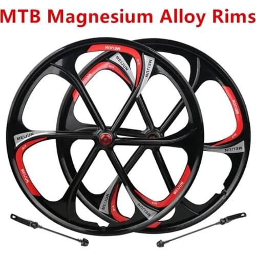 26 Inch Mountain Bike Magnesium Alloy Wheel 6 Spokes Bearing Hub Wheelset Bicycle MTB Disc Brake Rims Quick Release Cycling Part