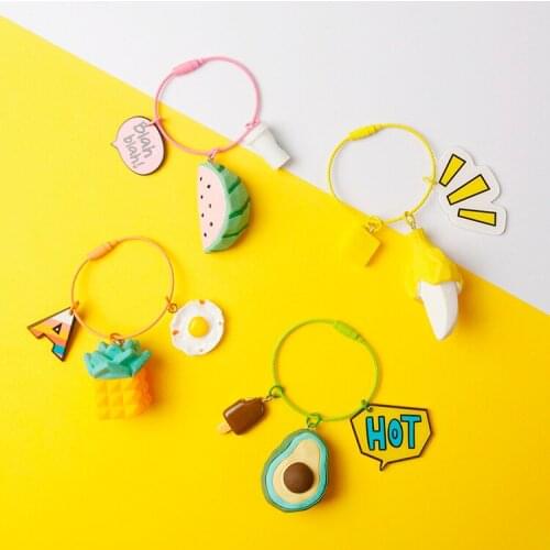 Creative fruit key ring avocado banana Resin Pendant custom keychain pom pom keychain llaveros para hombre