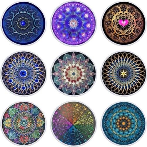 Round Hippie Mandala Flower Beach Towel Superfine Fiber Tapestry Wall Hanging Bohemian Blanket Yoga Shawl Mat 150cm