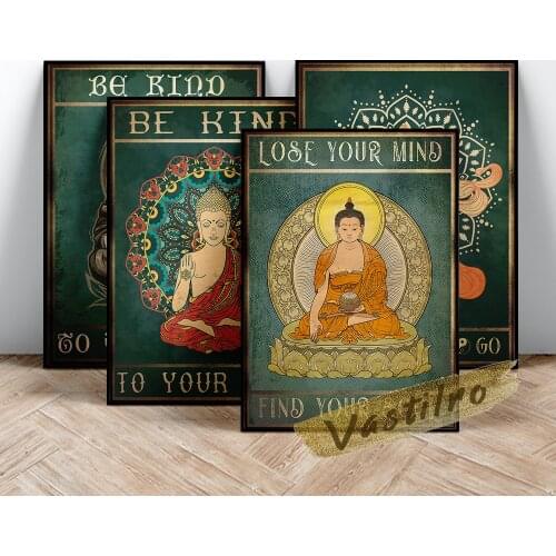 Meditating Buddha Wall Art Canvas Painting Retro Poster Peaceful Spiritual Art Prints Home Decor Buddhism Mandala Wall Picture