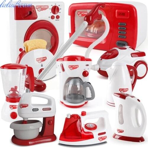 Miniature Kitchen toys Plastic Pretend Play kitchen appliance Children Toys With Music Light Kids Kitchen Cooking Toy