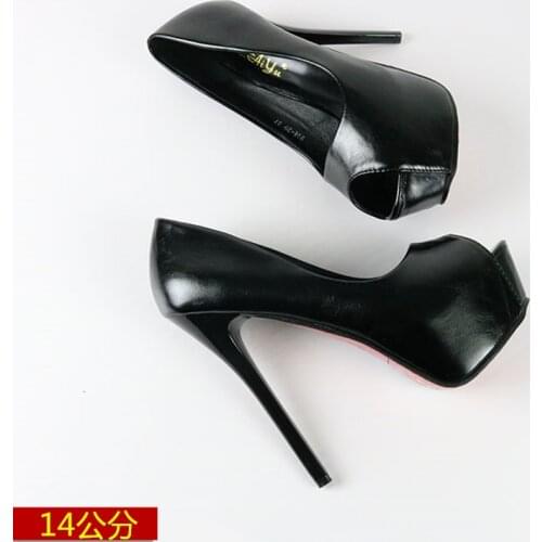 14 Cm Thin Heels Model Catwalk Super High-Heel Fish Mouth Single Shoes Sexy Wild Womens Shoes Temperament High Heels Party Pumps