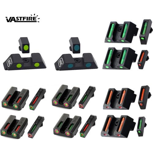 Tactical Fiber Optic Combat Sight Set-Red/Green Front Rear Glow Sight Focus-lock For Hunting Night Vision Handgun Pistol Sight