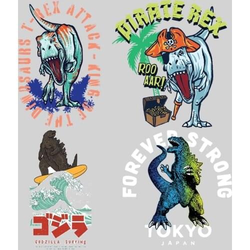 2021 new giant monster big dinosaur patch DIY cartoon patch ironing heat transfer sticker on clothes for children